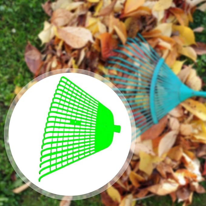 Lawn Rake Head Gardening Leaf Removal Tool Easily Install Heavy Duty with 20 for Patio Fallen Leaves Yard Flowers Beds , Green