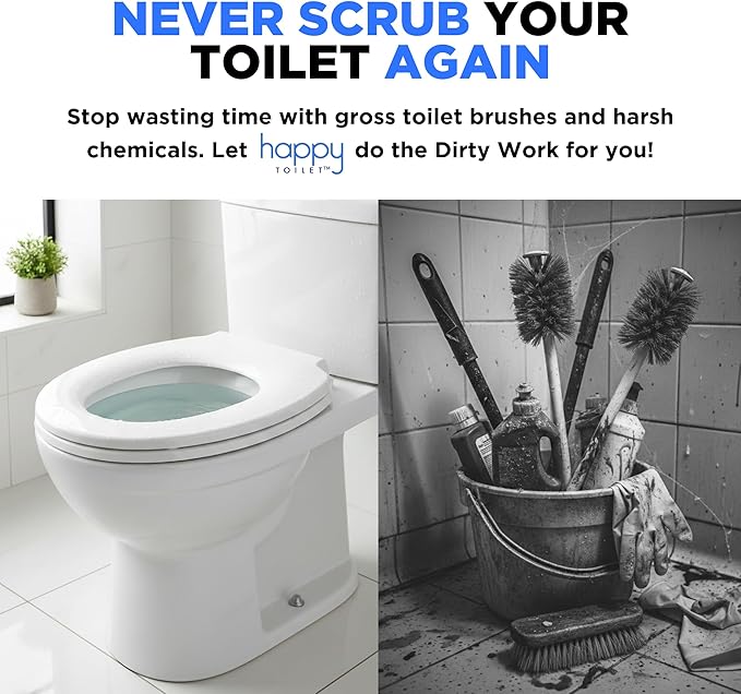 Happy Toilet Cleaner - Automatic Toilet Bowl Cleaner Toilet Tablet Holder Toilet Cleaning System - Drop In Toilet Tank Cleaner Tablets Auto Filter Self Cleaning Flush Cleans the Bowl Not the Tank