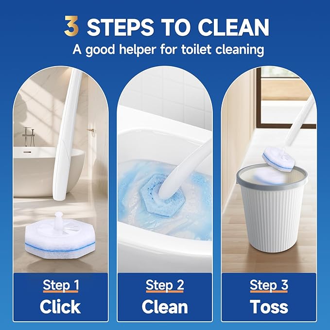 100 Count Toilet Wand Refills Compatible for Clorox, 5X Cleaning Power Toilet Bowl Cleaners & High-Density Disposable Toilet Brush Scrubber - No Falling Apart, Instant Foam Cleaning