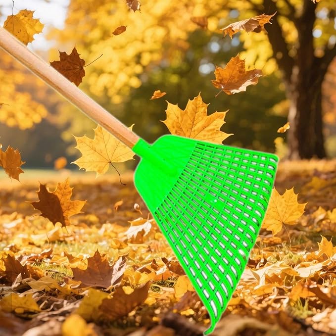 Lawn Rake Head Gardening Leaf Removal Tool Easily Install Heavy Duty with 20 for Patio Fallen Leaves Yard Flowers Beds , Green