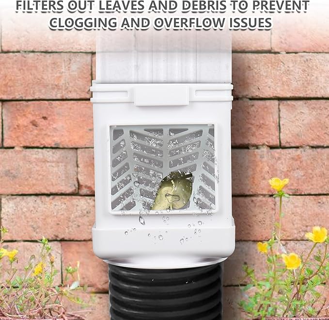 Downspout Filter,Leaf Removers,Downspout Screen Filters, 2X3 and 3X4 drainpipe, (2-pack white)