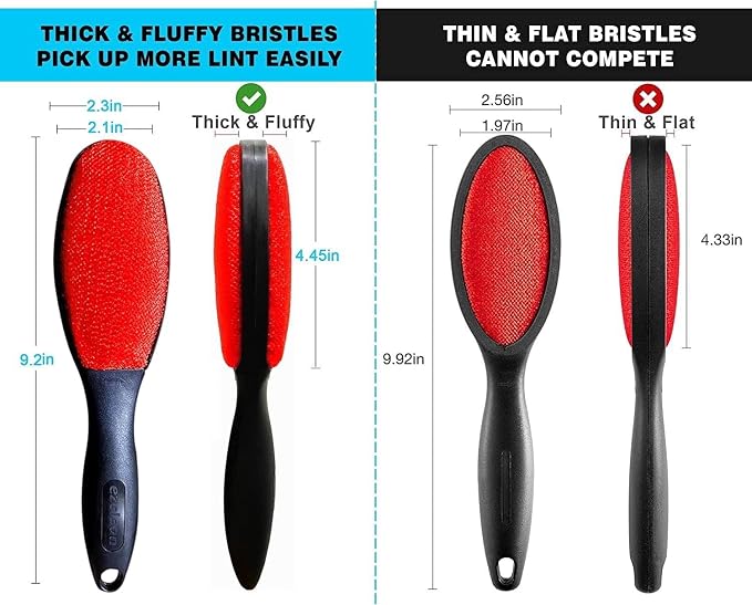 EZCLEAN 4-Pack Red Color Velvet Lint Brush for Clothes Furniture Couch, Pet Hair Remover, Reusable Double Sided Fabric Brush - Image 3