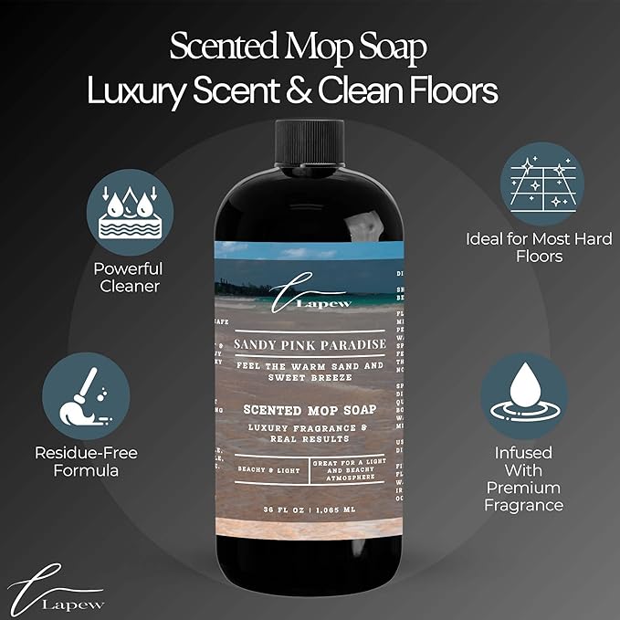 Lapew Sandy Pink Paradise Bundle – Carpet Deodorizer Powder & Scented Mop Soap Set – Odor Eliminator for Pet-Friendly Homes (Pink Sands Fragrance)