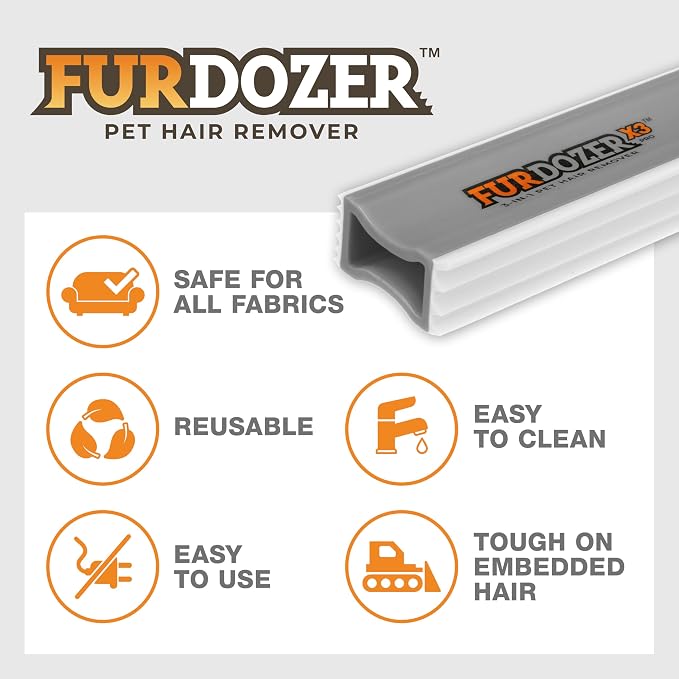 FurDozer Pet Hair Remover & Auto Detailing Tools - Cat & Dog Hair Remover for Carpets, Car Interiors, Couches, Bedding, & Pet Furniture (Gray, X3 MINI - 3.5" Long) - Image 7