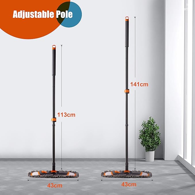 Mirofiebr Dust Mop with 7 PCS Washable Mop Pads and Extendable 55” Long Handle, Multifunction Floor Mop for Hardwood,Marble,Laminate,Tile Floor Mopping