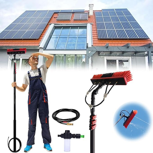 3.6-10.8 M Telescopic Brush, Water Fed Window Cleaning Pole, Soap Dispenser, Window Cleaning Pole, Water Fed Telescopic Brush, Window Roof Cleaning Equipment (55cm Brush,6M)