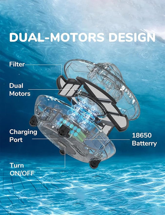 Robotic Pool Cleaner, Pool Vacuum for Above Pools with Dual-Drive Motors, Self-Parking Technology for Above-Ground Flat Pools up to 645sq.ft (Lasts 90 Mins)
