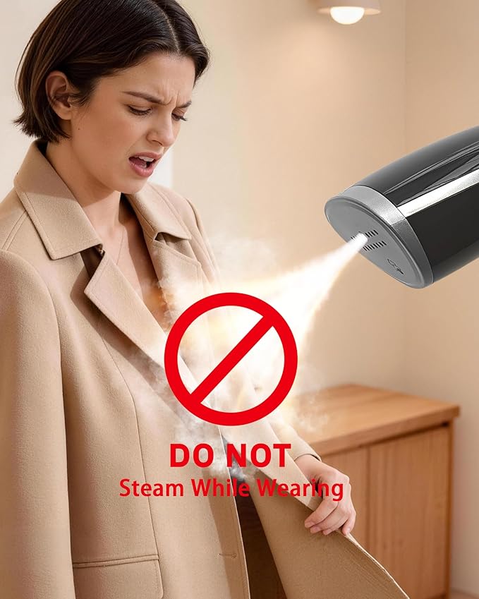 OGHom Portable Travel Handheld Steamer for Clothes, Garment Wrinkle Remover, 1000W Strong Penetrating Fabric Steamer, for Home, Office, Travel (ONLY FOR 120V) - Black