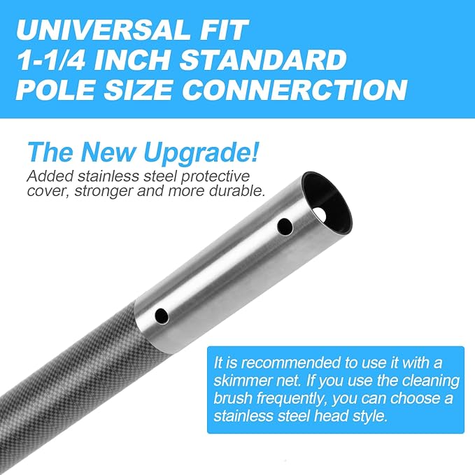DOBEN Carbon Fiber Pool Pole, Professional Ultralight Pool Poles 4.6 to 15 FT, Telescoping Lightweight Pool Cleaning Pole, Heavy Duty Pool Pole for Skimmer Net, Brush, Vacuum Head 15FT