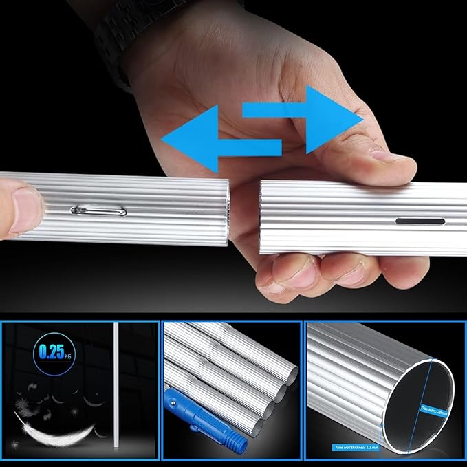 Water Fed Window Cleaning Pole Water Supply hosee and Soap Dispenser, Telescopic Hose Fed, Gutters Conservatory Extendable Extended Brush Kit Telescopic Brush 6poles 35brush Head