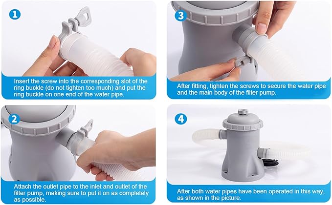 330 Gallon Pool Filter Pump for Ground Pools, Cartridge Pool Filters Pump System, Electric Swimming Pool Filter for Pools Sand Cleaning Tool Set (US Plug 110V