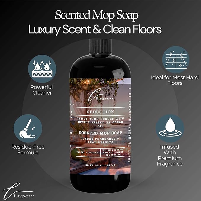 LaPew Seduction Scented Cleaning Bundle | Carpet Deodorizer Powder (16 oz) & Mop Soap Concentrate (36 oz) | Pet-Friendly Odor Eliminator