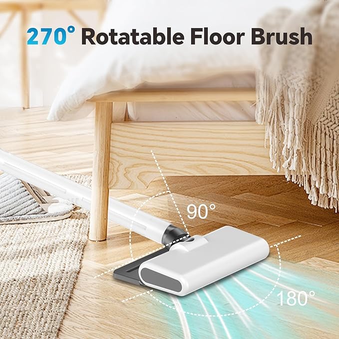 Cordless Vacuum Cleaner for Home, Powerful Stick Vacuum Cleaner with LED Screen and 3-Speed Suction, Rechargeable Vacuum Cordless, Lightweight Handheld Vacuum for Hard Floors Carpets Pet Hair, White