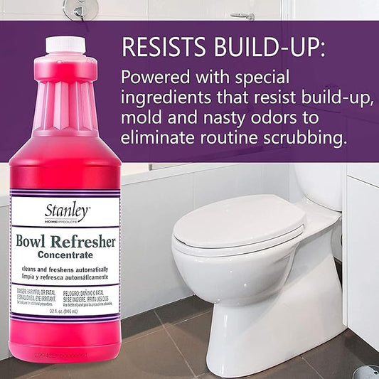 Stanley Toilet Bowl Cleaner & Deodorizer Concentrate 32 oz – Wild Rose Scent – Septic‑Safe Bowl Refresher – Cleans Stains & Residue with Each Flush (Pack of 2)