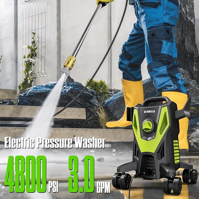 4800PSI PowerWasher with 4 Quick Connect Nozzles, Foam Cannon for Car, Lane, Patio Cleaning