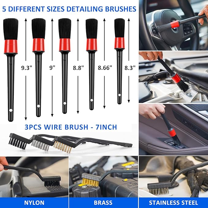 AUTODECO 41Pcs Car Cleaning Wash Kit Interior Detailing Cleaner Kit with High Power Handheld Vacuum, Collapsible Bucket, Windshield Tool, Snow Shovel, Tire Brush, Complete Car Care Tools, Black