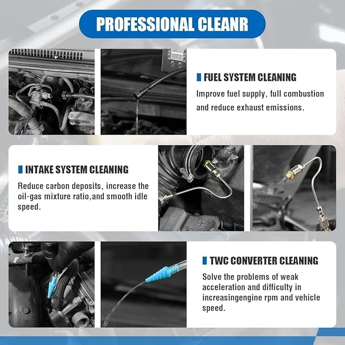 Fuel Injector Cleaner and Tester - Angchun Automotive Fuel Injection System Cleaning Tool for Gasoline Car, Non-Dismantle Fuel System Cleaner Set Fuel Injector Nozzle Flushing for EFI Throttle