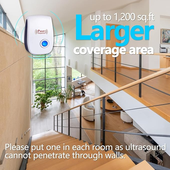 Ultrasonic Pest Repeller Indoor with 6 Pack – Human and Pet Safe–Pest Control for Home–Supermarket–Warehouse–Hotel–Restaurant