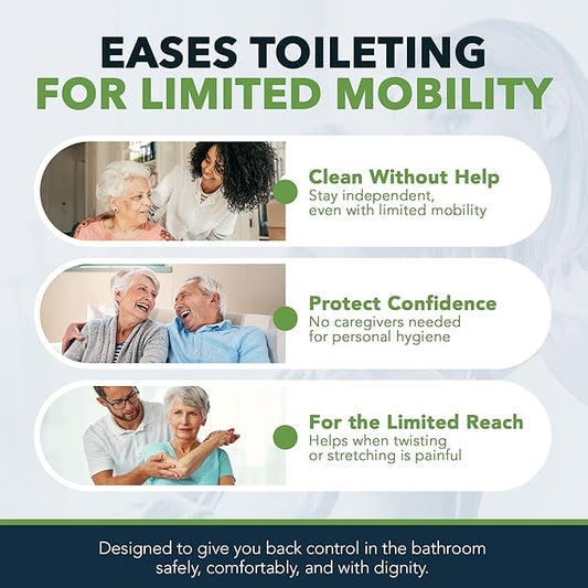 FreedomWand Multipurpose Toilet Aids - Wiping Aid Toileting for Women & Men, Butt Wiper Tool, Toilet Assist Device and Paper Extender, Ideal for Elderly, Disabled and Post Surgery Use - 14.5" Inch