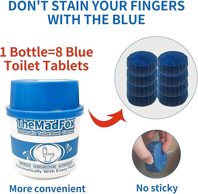 6 Pcs Enzymatic Automatic Toilet Bowl Cleaner Bottles, Long-Lasting Toilet Tank Cleaner for Hard Water Stains & Rings, Septic Safe Toilet Cleaner for Tank Bathroom