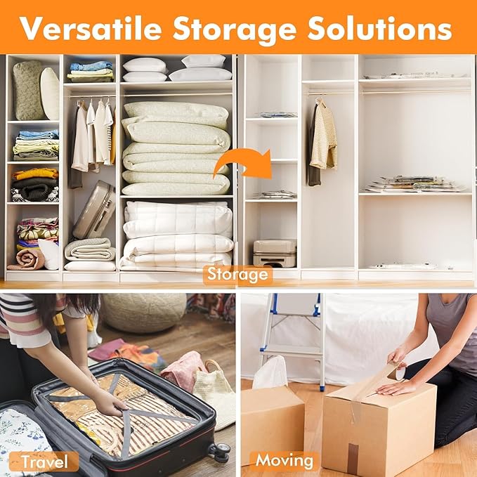 GONGSHI Vacuum Storage Bags, Space Saver Seal Bags For Clothing, Travel Luggage,Blankets, Comforters, Pillows, Clothes Storage.16 Combo