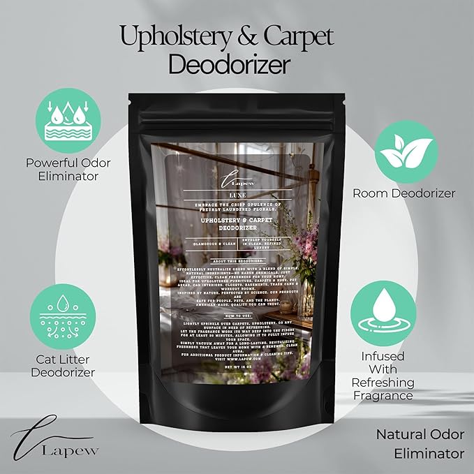 Lapew Luxe Scented Cleaning Bundle | Carpet Deodorizer Powder (16 oz) & Mop Soap Concentrate (36 oz) | Pet-Friendly Odor Eliminator