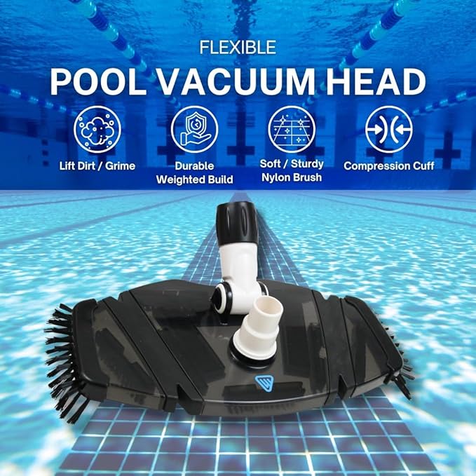 Wessel-Werk Pool Vacuum Heads with Profesional Weighted Design and Flexible Side Brush Strips to Deep Clean Inground & Above Ground Pools (Rectangular Pool Vacuum Head)
