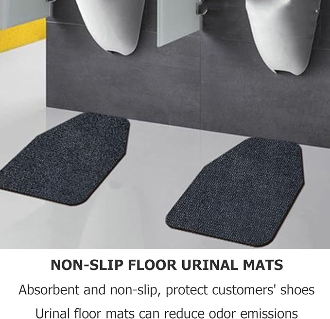 2 Pack Urinal Mat for Men's Restroom, Washable Bathroom Urinal Pads, Water Absorbent Pee Pad, Professional Non-Slip Urinal Floor Mats for Commercial Restrooms