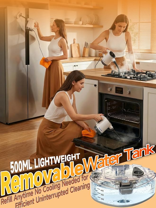 Killrose Handheld Steam Cleaner, Pressurized Steam Cleaner with 10–15s Fast Heat, Dual Power Modes & Self-Clean, Multi-Surface Steamer with 12 Accessories for Kitchen, Bathroom