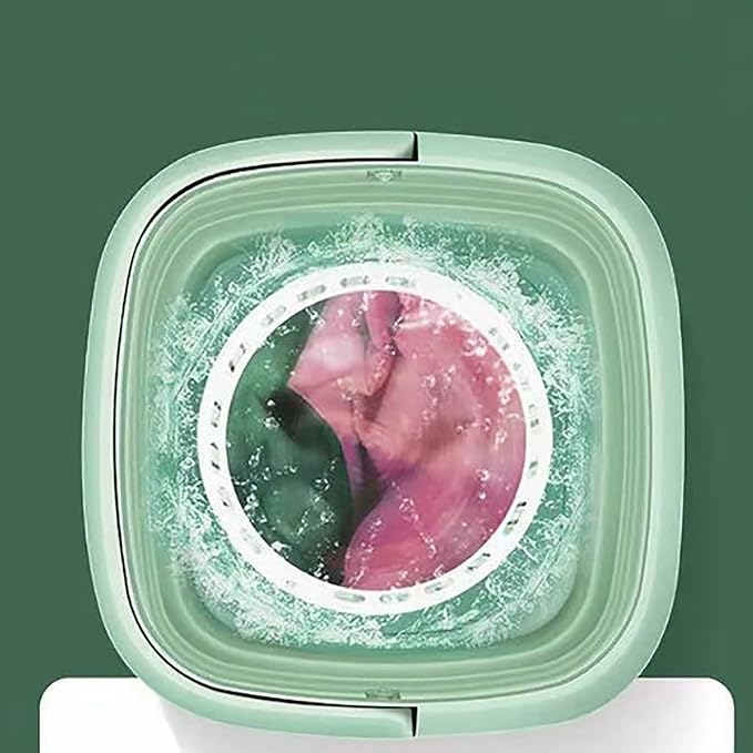 Foldable Washing Machine, Portable Washing Bucket - US 110V‑220V Collapsible Washing Machine for Baby Clothes, Underwear or Small Items, Apartment, Mini Laundry Machine(Green)