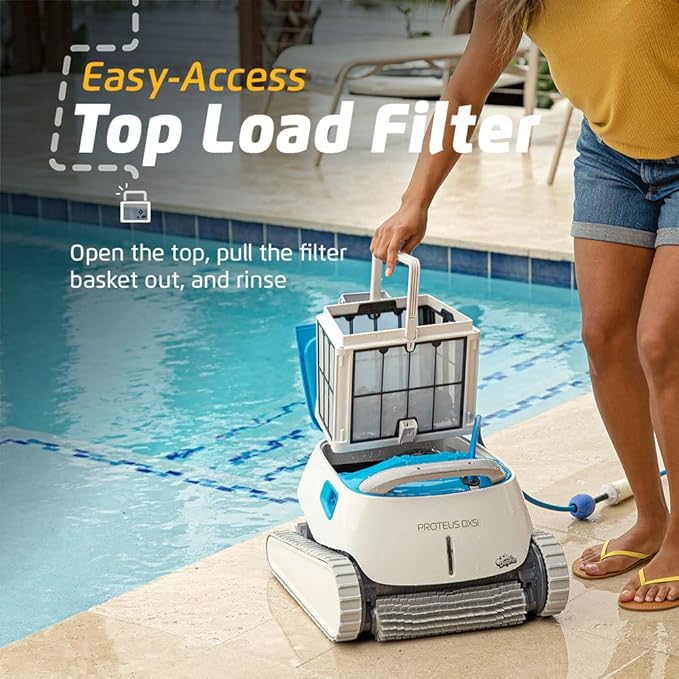 Dolphin Proteus DX5i Wi-Fi Automatic Robotic Pool Vacuum Cleaner Includes Caddy for Easy to Transport and Store, Ideal for In-Ground Pool up to 50 FT in Length