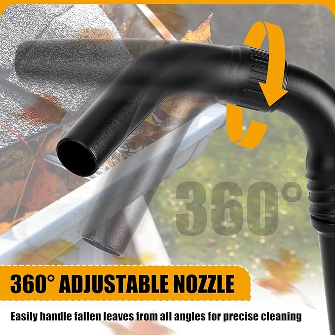 Zipcase Gutter Cleaning Kit - 9.25 ft Safe, with 360° Adjustable Nozzle, Ground-Level Leaf Blower Gutter Attachment Compatible with EGO 530CFM / 580CFM / 575CFM / 650CFM/ 615CFM/LBX6000 Leaf Blowers