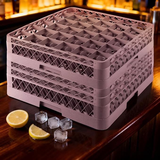 3 Packs 36 Compartment Base with 2 Extenders Commercial Cup Rack | Polypropylene Dish Drying Rack | Quitly Clean Divided Durable Dishwasher Rack for Restaurants Bar Hotel Kitchen