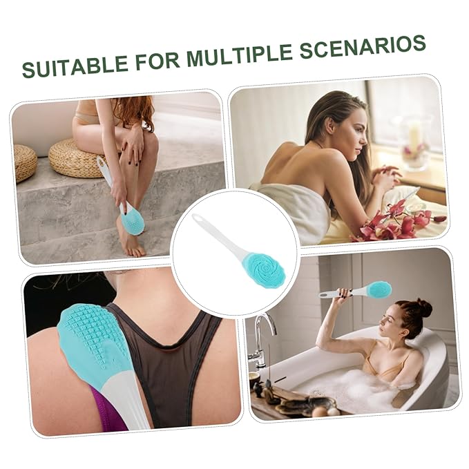 OUNONA Electric Waterproof Bath Brush Long Handle Silicone Body Scrubber for Men and Women Back Cleaning Tool for Shower and Bath Ergonomic Design for Easy Use