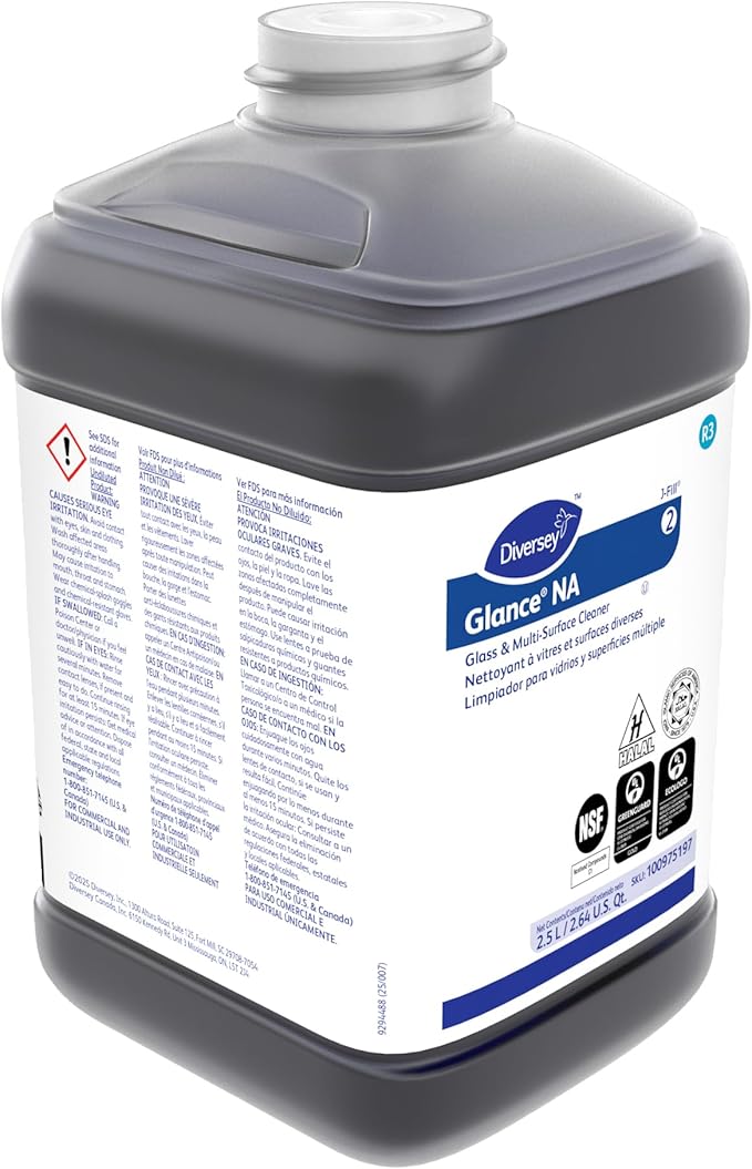 GLANCE 100975197 Non-Ammoniated Glass & Multi-Surface Cleaner, for Streak Free Windows, JFill Concentrate, 2.5-Liter