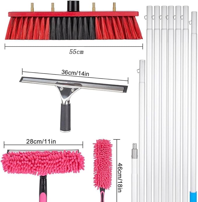 29.5FT Water Fed Pole Kit Adjustable Solar Panel Cleaning Kit Cleaner Tool for Window Glass Roof Outdoor Glass Brush Window Washing Equipment,9M