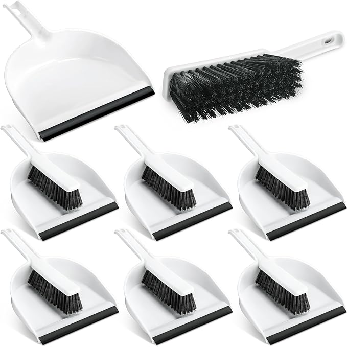 Zubebe 6 Pcs Mini Dustpan and Brush Set, Small Broom and Dustpan Set Small Cleaning Brush Portable Hand Broom Set for Home Office Kitchen Table Desktop Floor Cleaning Supplies