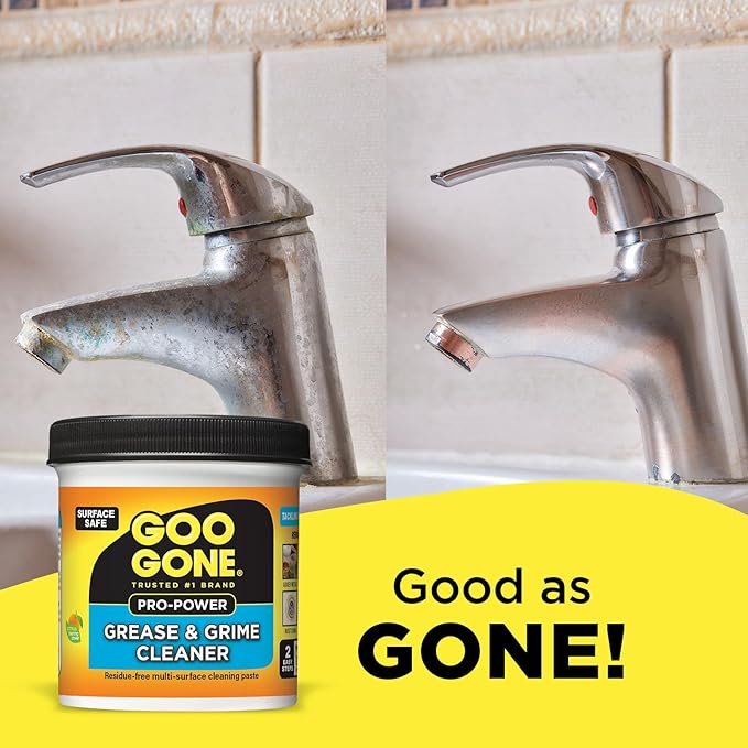 Goo Gone Grease & Grime Cleaner, Multi Purpose Cleaning Paste for Metal, Countertops, Porcelain, Tile, Surface Safe, Removes Gooey Messes, Grease, Rust Stains, Residue Free, 20 oz, Packaging May Vary
