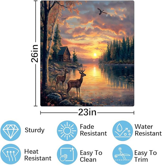 Autumn Lake Deer Sunset Dishwasher Magnet Cover for The Front Magnetic Dishwasher Door Covers Dish Washer Sticker Wrap Home Decorative Appliances Panel Decal Kitchen Decor 23" x 26" (Magnetic)