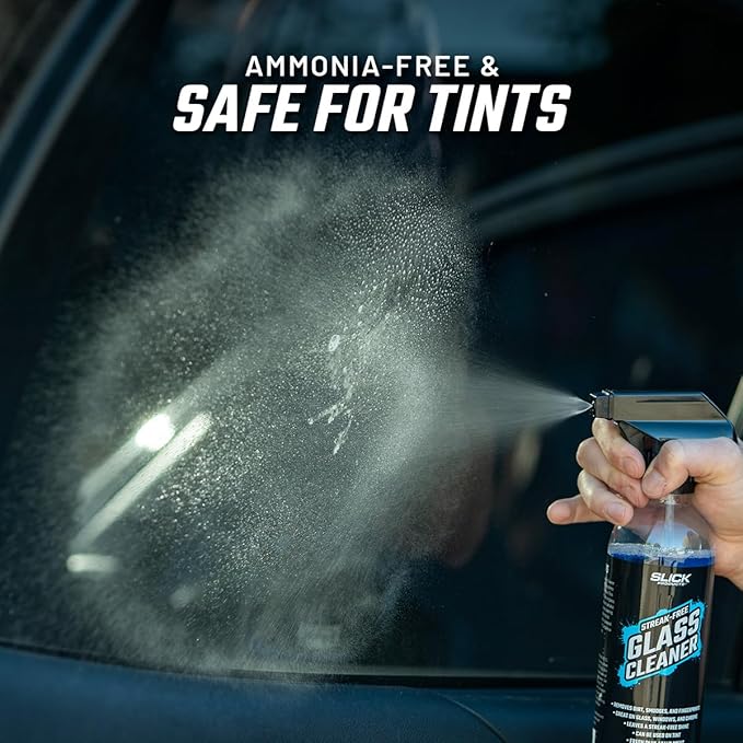 Slick Products Streak-Free Glass Cleaner ?€? Ammonia-Free Window, Mirror, Chrome & Tint Cleaner ?€? Removes Dirt, Smudges & Fingerprints ?€? Ready-to-Use ?€? 16 oz.