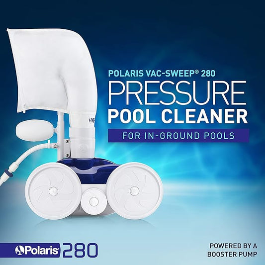 Polaris Vac-Sweep 280 Pressure-Side In-ground Pool Cleaner, Double Venturi Jet Powered, 31ft of Hose with an All Purpose Debris Bag
