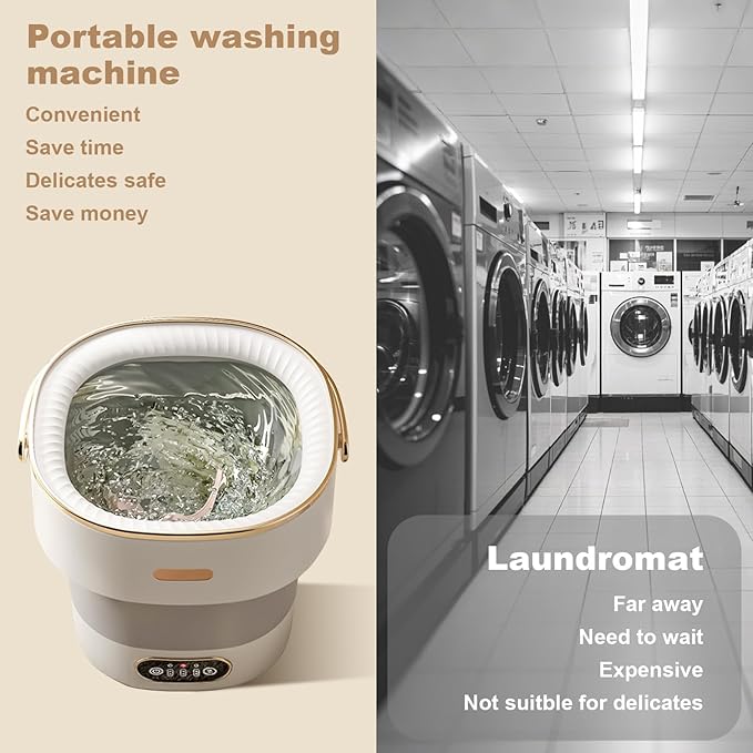 13L, Portable Washing Machine, Mini Washer Foldable Compact Laundry Machine with Basket Spin, Small Underwear Washer for Travel, Apartment, Manual Clothes Washing for Compact Spin Dryer