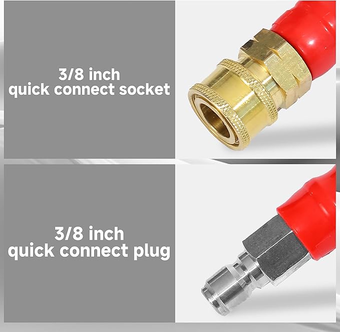 RIDGE WASHER Pressure Washer Hose 25 Ft, 4000 PSI Power Washer Hose with 3/8 Inch Quick Connect for Hot and Cold Water, Gray Non Marking Hoses, M22 14 mm Fitting