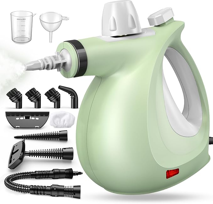 Steam Cleaner, Powerful Pressurized Handheld Steam Cleaner for Home with 11-Pc Set – Chemical-Free Multi-Surface Steamer for Effective Cleaning, Perfect for Furniture, Upholstery, Grout, Couch & Car