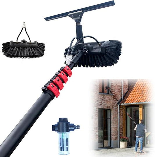 3.6-10.8M Window Cleaning Telescopic Pole,Water Fed Extendable Brush,Suitable for Cleaner Conservatory Roof Photovoltaic Panel Cleaning Extendable Solar Panel Roof Cleaning Tools (6M)