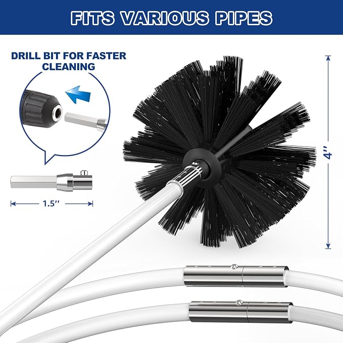 PetOde 42Ft Dryer Vent Cleaner Kit, Flexible Lint Remover | Upgraded Quick-Snap Brush with Drill Attachment for Easy to Use, Deep Clean, Lint Removal, Easy DIY Assembly, Home Essential - Image 2