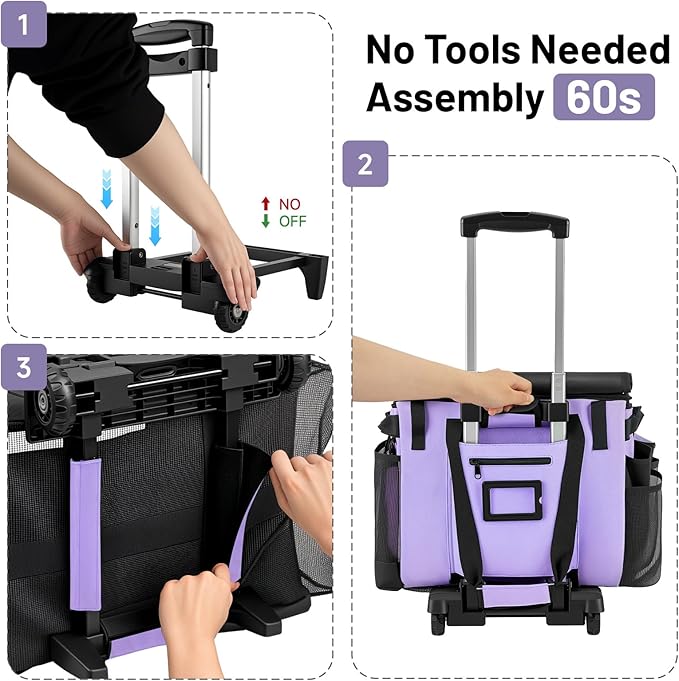 Large Cleaning Caddy for Cleaning Supplies Organizer, Rolling Cleaning Caddy Bags with Wheels for Housekeepers, Cleaning Carts on Wheels for Home Car Office Picnic