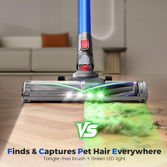 UML0 Cordless Vacuum Cleaner, 40Kpa Powerful Suction Stick Vacuum Cleaners for Home, 45 Mins Runtime, 1.6L Dust Box, Anti-Tangle, 8-in-1 Rechargeable Vacuum for Hardwood Floor,Carpet,Pet Hair