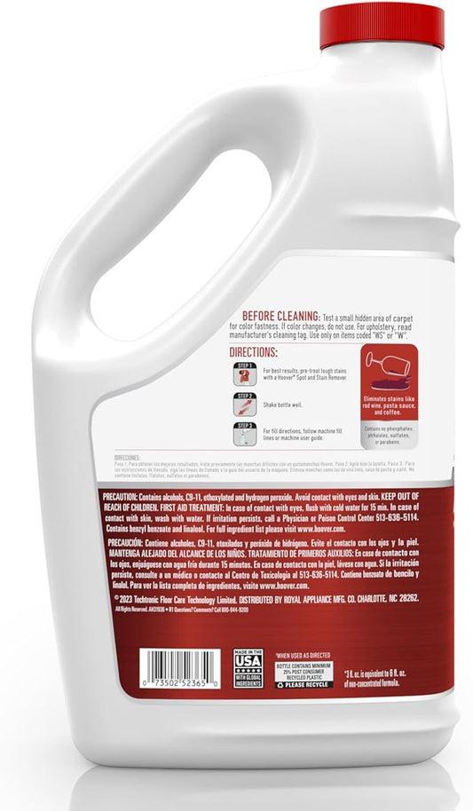Hoover Oxy Carpet Cleaner Solution,116 oz,Ocean Breeze Scent,Deep CleaningCarpet Shampoo, Removes Tough Colored Stains from Carpet and Upholstery,Pair CarpetCleaner Machine, (Pack of 2)