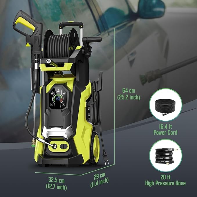 Pressure Washe Touch Screen Adjustable Pressure Power Washer 5000PSIIMAX with 4 Quick Connect Nozzles,Inlet Hose & Filter, Foam Cannon for Cars/Fences/Driveways Cleaning